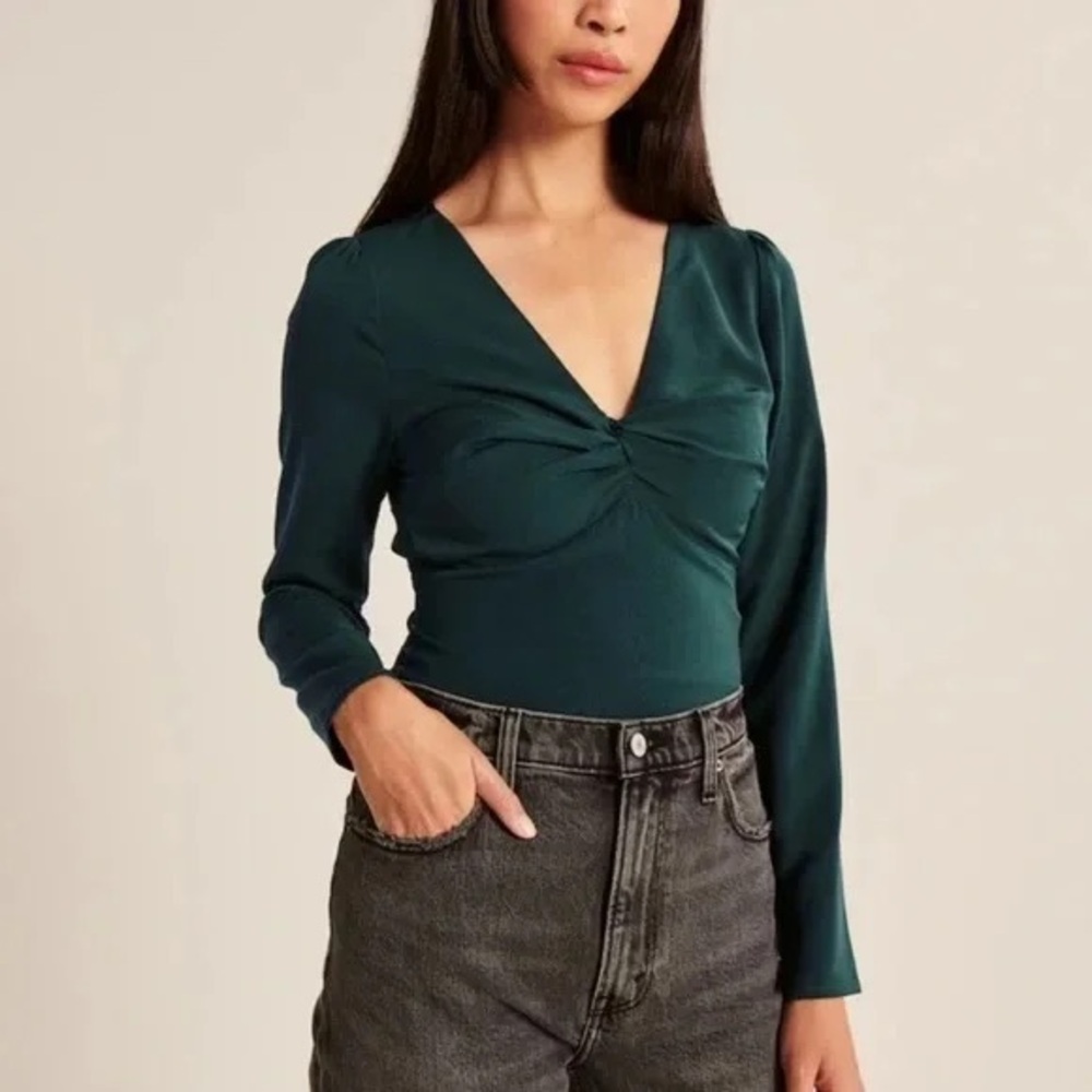 Abercrombie Teal Long Sleeve V-Neck Top